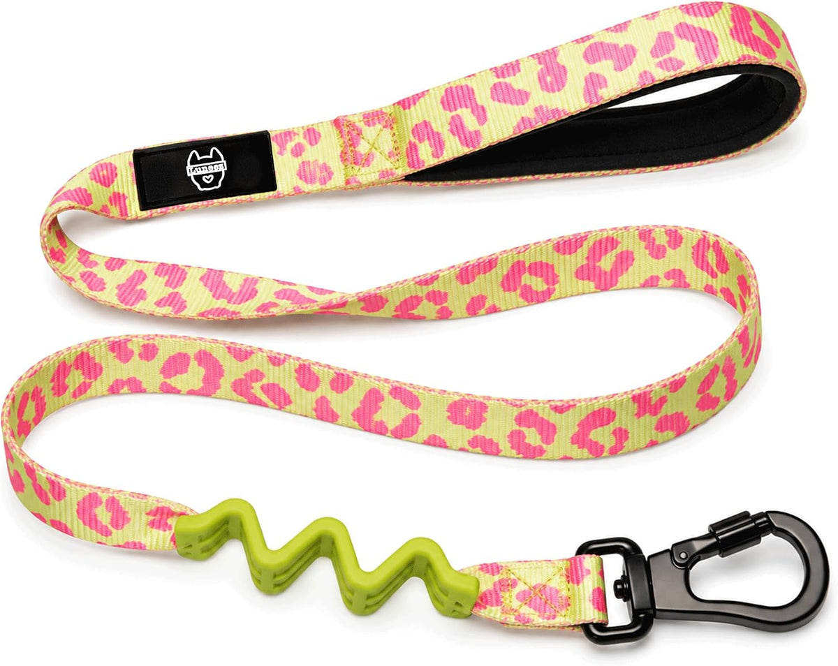 Luneez Nova Dog Bungee Leash – Pink & Lime Leopard