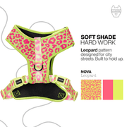 Luneez Nova Dog Vest Harness – pink and neon green leopard print
