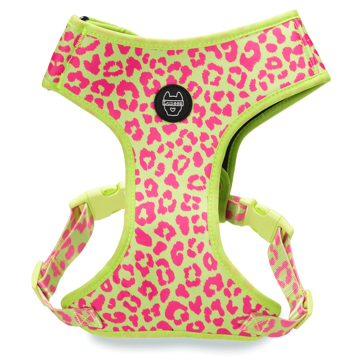 Luneez Nova Dog Vest Harness – pink and neon green leopard print