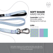 Luneez Luna Dog Leash – lavender and neon green polka dots