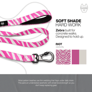 Luneez Riot Dog Leash – purple and grey zebra print