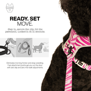 Luneez Riot Dog Leash – purple and grey zebra print