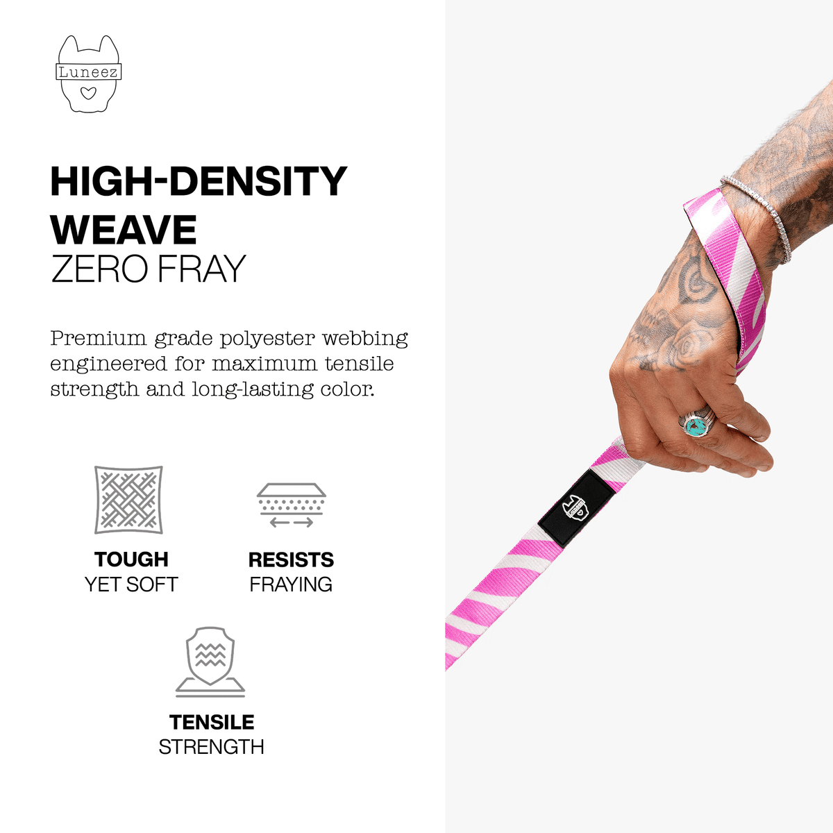 Luneez Riot Dog Leash – purple and grey zebra print