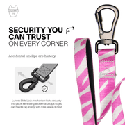 Luneez Riot Dog Leash – purple and grey zebra print