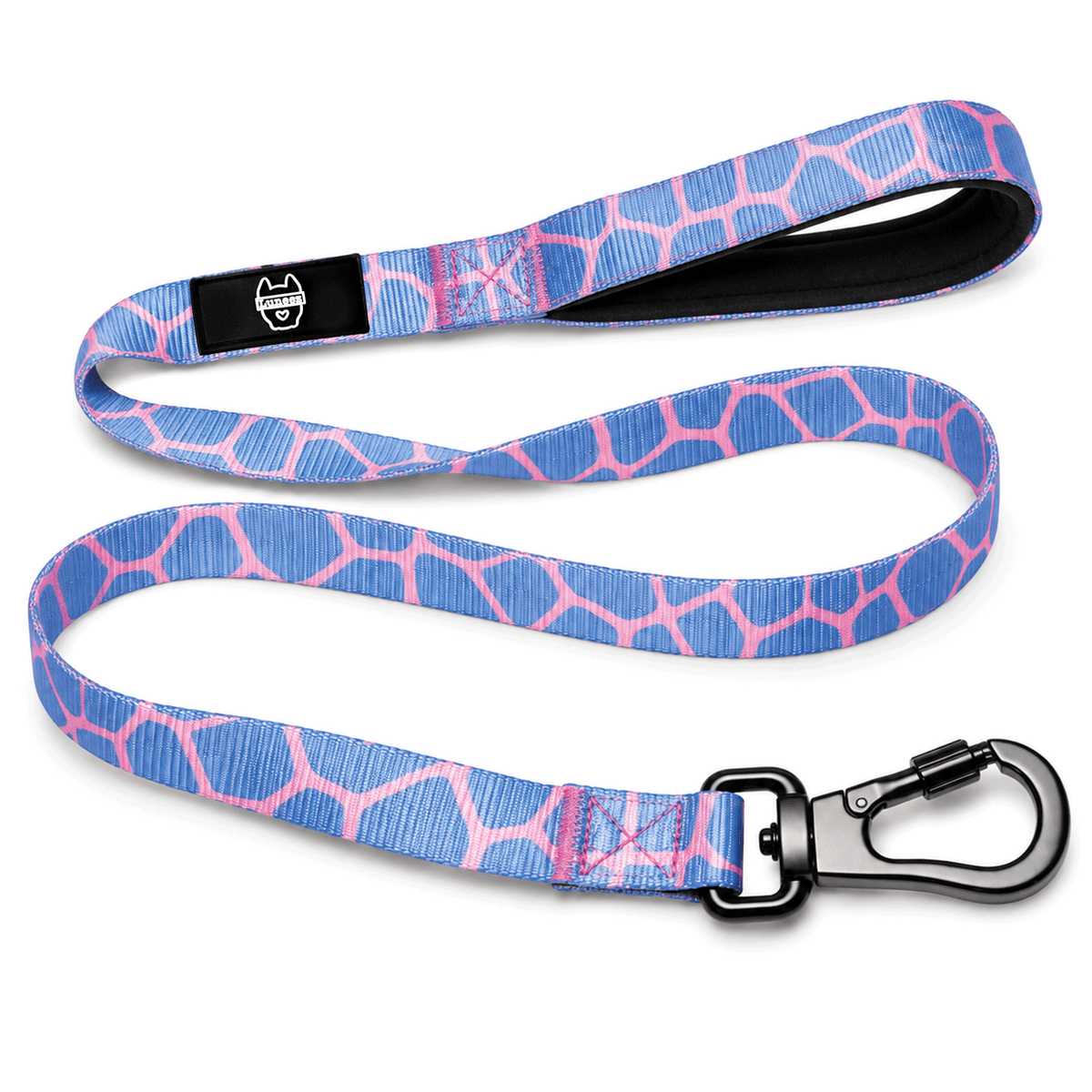 Luneez Cleo Dog Leash – pink and blue giraffe print