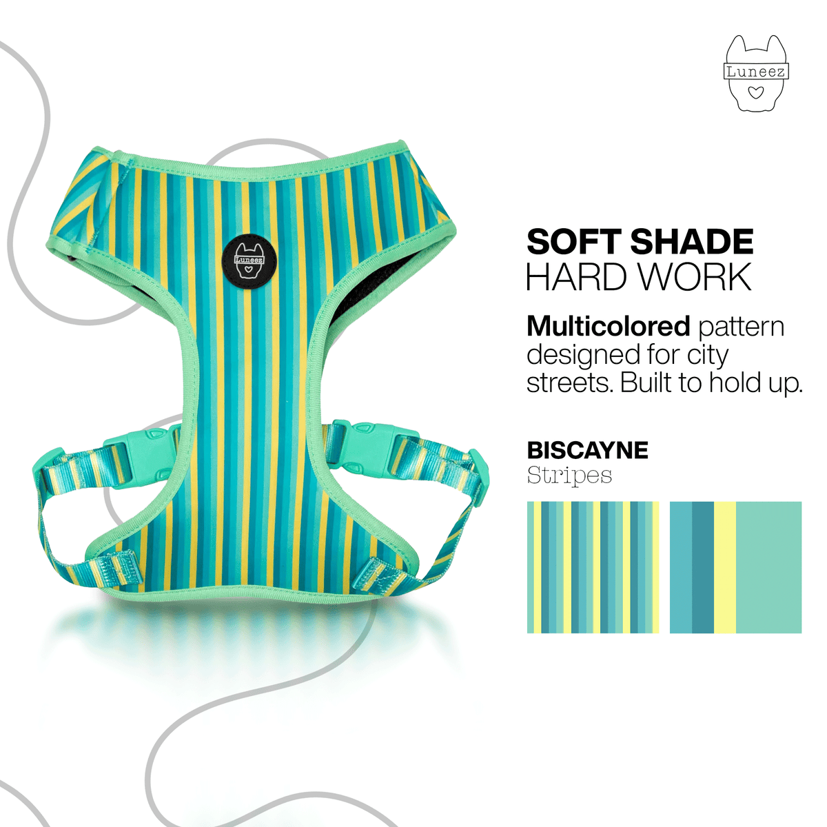 Luneez Biscayne Dog Vest Harness – multicolor striped