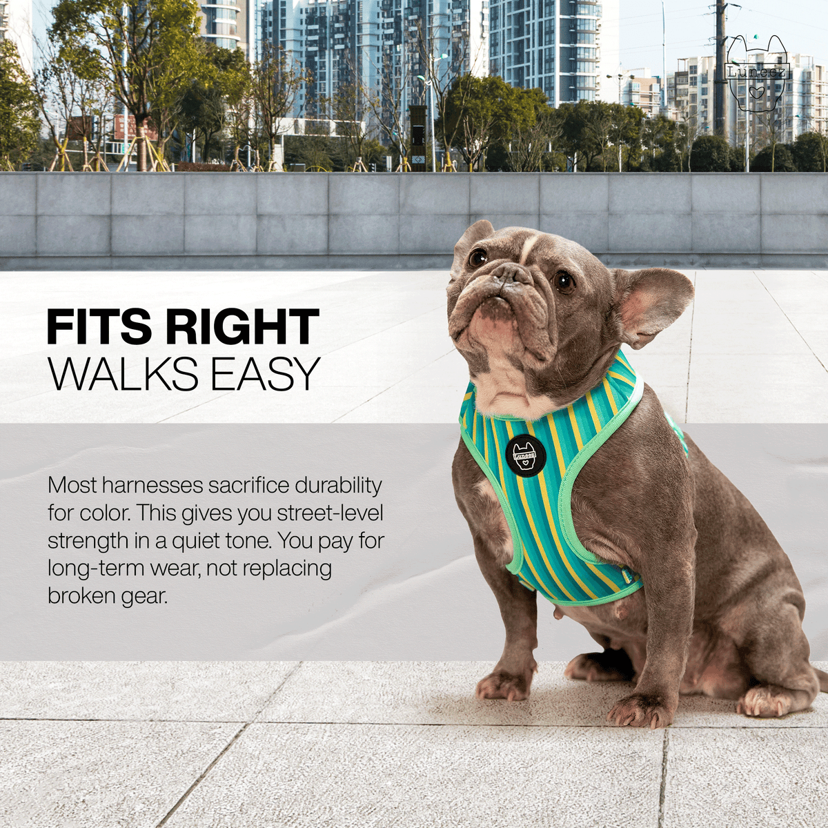 Luneez Biscayne Dog Vest Harness – multicolor striped