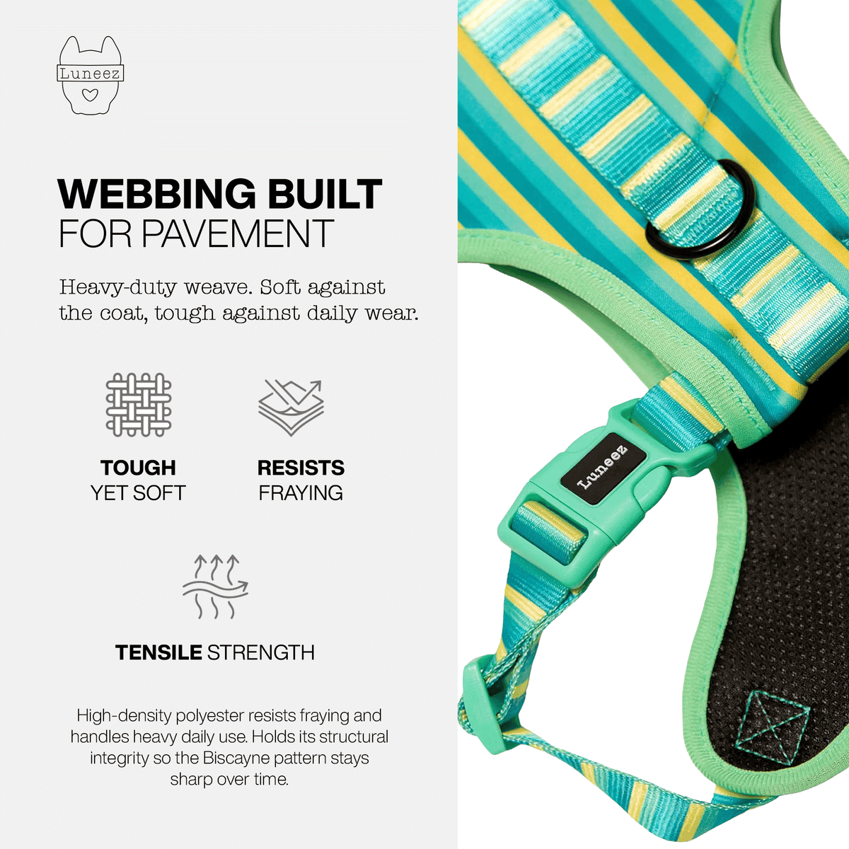 Luneez Biscayne Dog Vest Harness – multicolor striped
