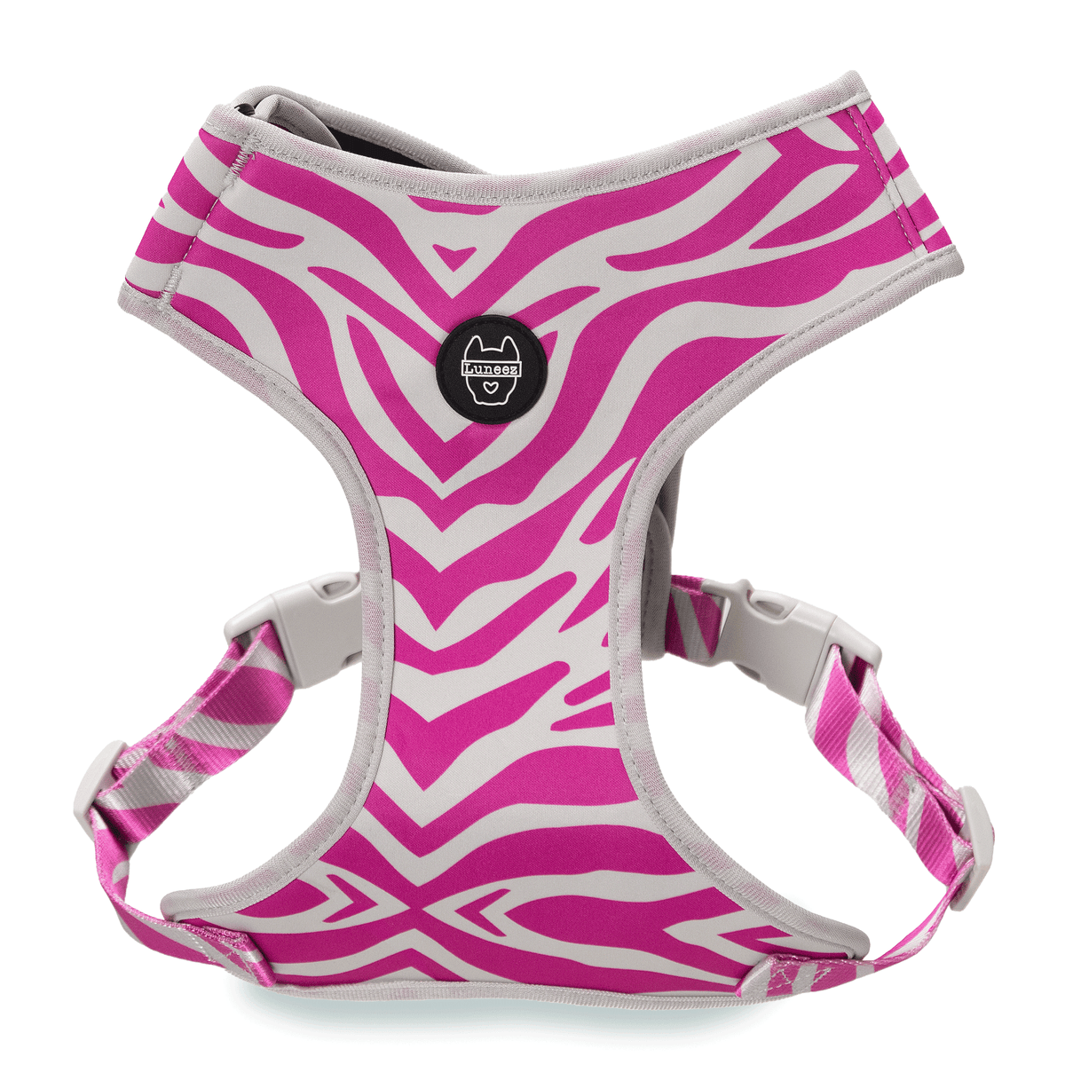 Luneez Riot Dog Vest Harness – purple and grey zebra print