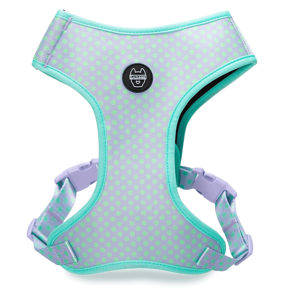 Luneez Luna Dog Vest Harness – lavender and neon green polka dots