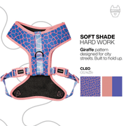 Luneez Cleo Dog Vest Harness – pink and blue giraffe print