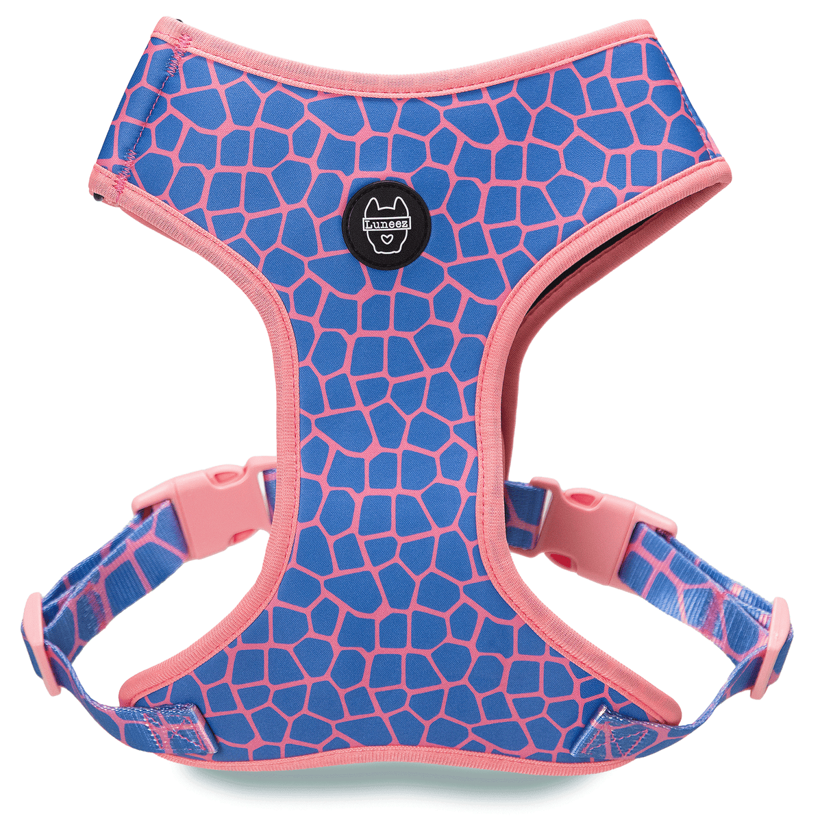 Luneez Cleo Dog Vest Harness – pink and blue giraffe print
