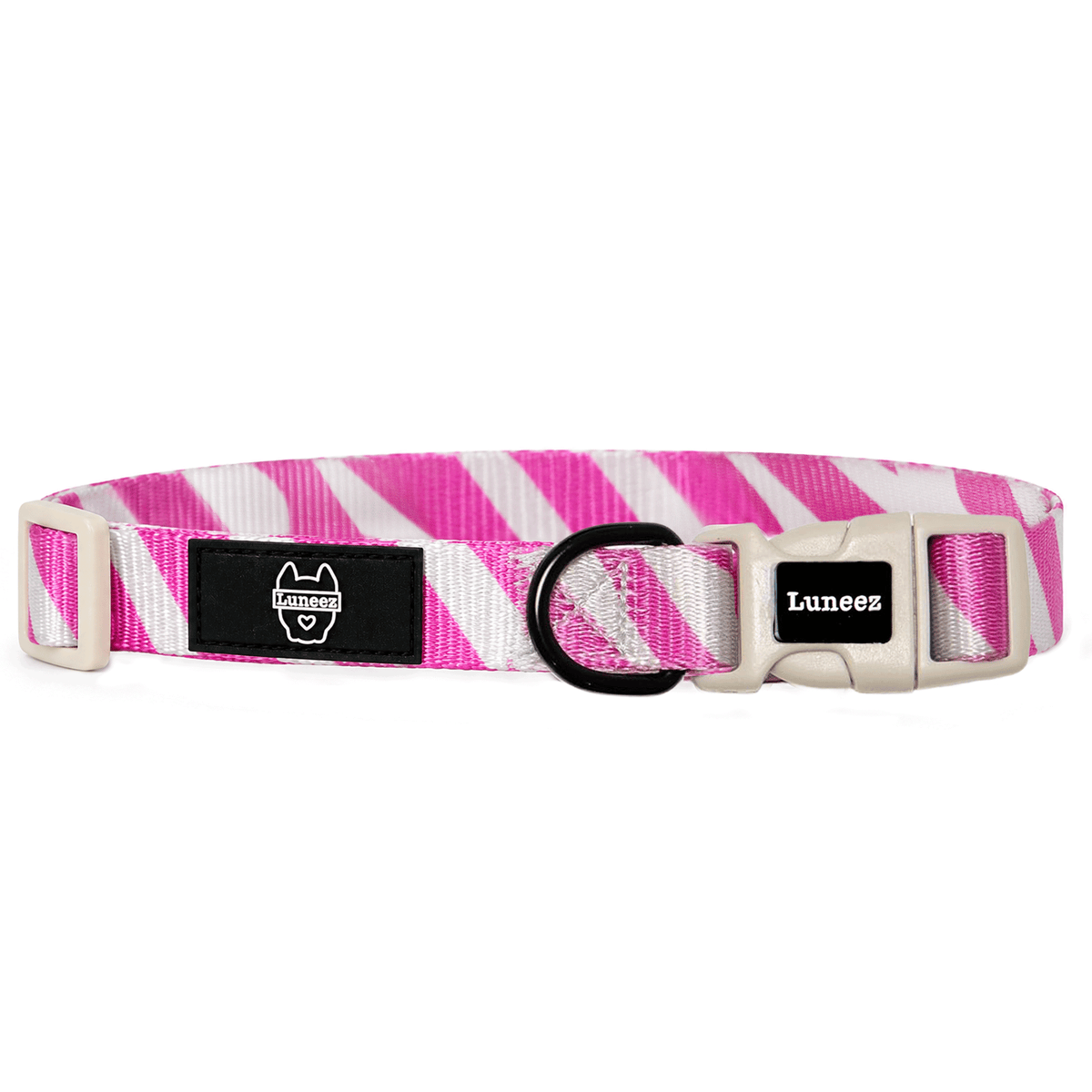 Luneez Riot Dog Collar – purple and grey zebra print