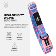 Luneez Cleo Dog Collar – pink and blue giraffe print