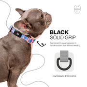 Luneez Cleo Dog Collar – pink and blue giraffe print