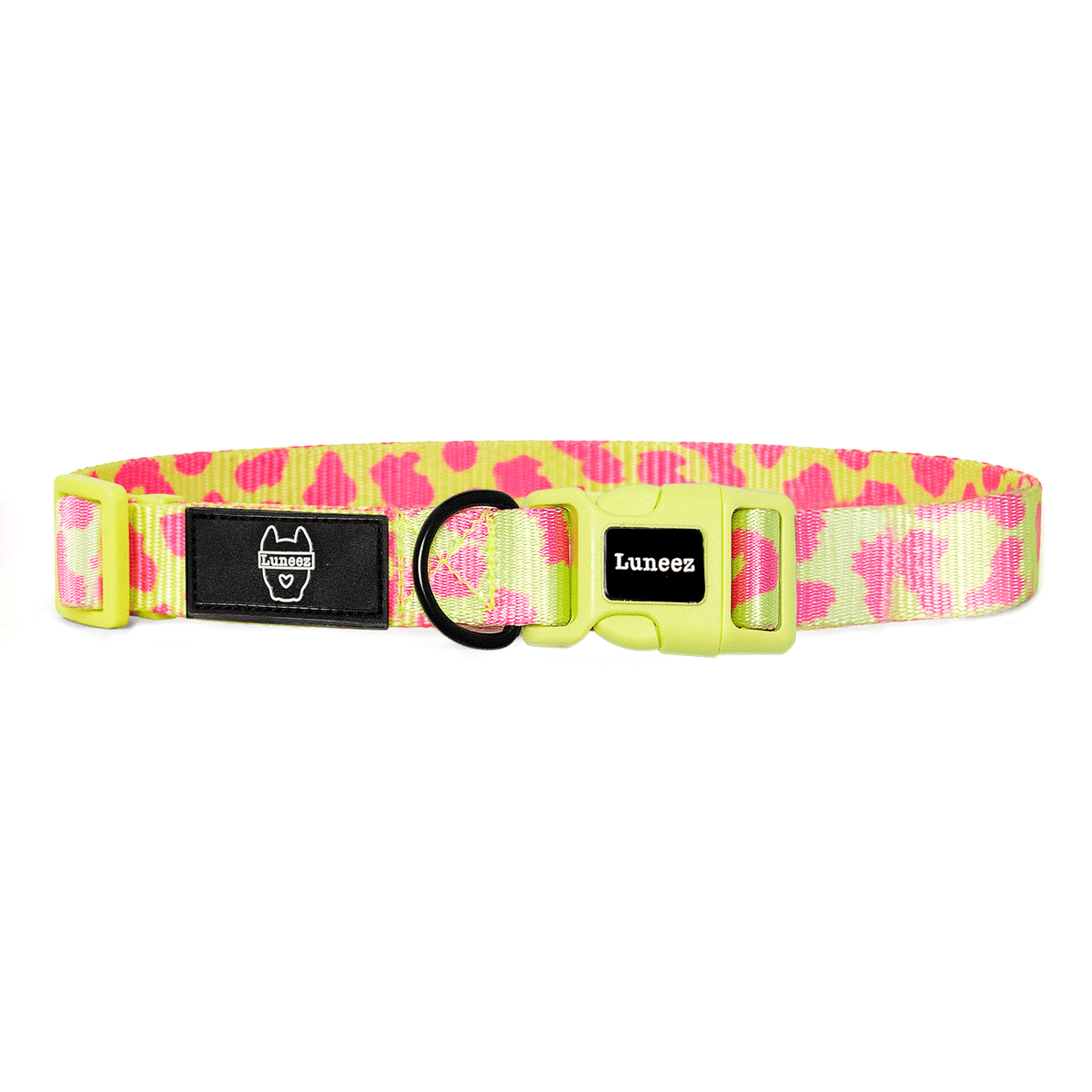 Luneez Nova Dog Collar – pink and neon green leopard print