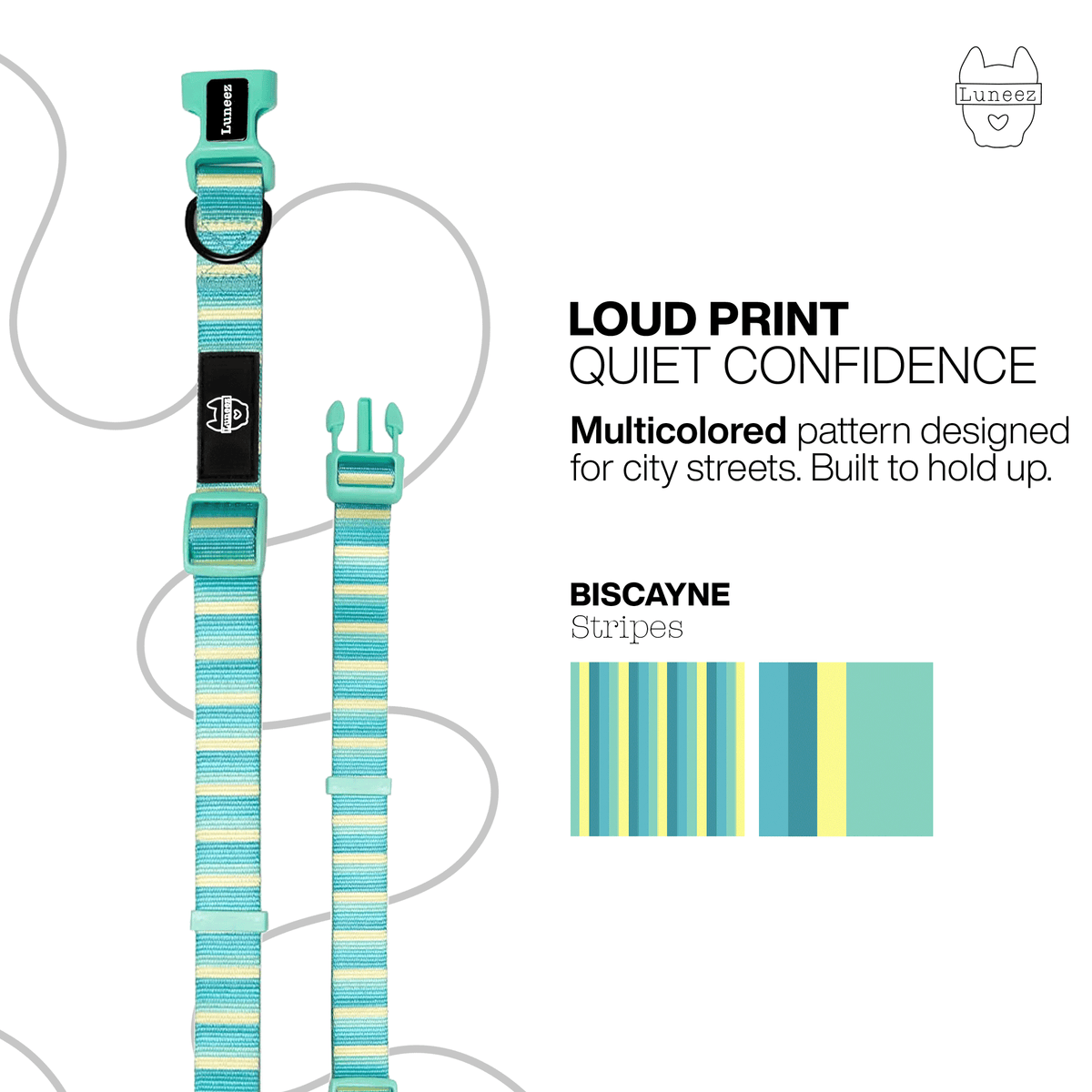 Luneez Biscayne Dog Collar – multicolor striped